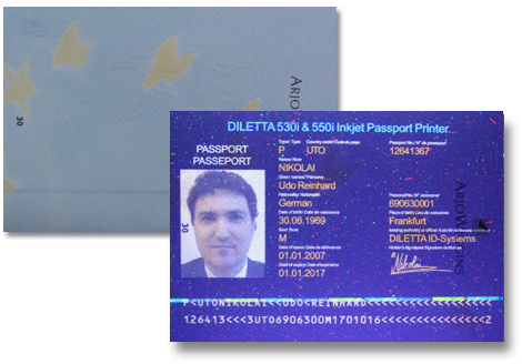 Passport printed with UV Colour Ink