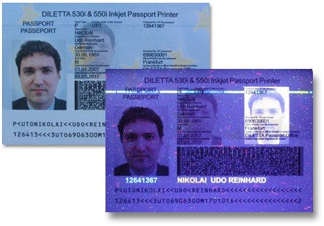 Passport with visible and invisible UV Ghost Image